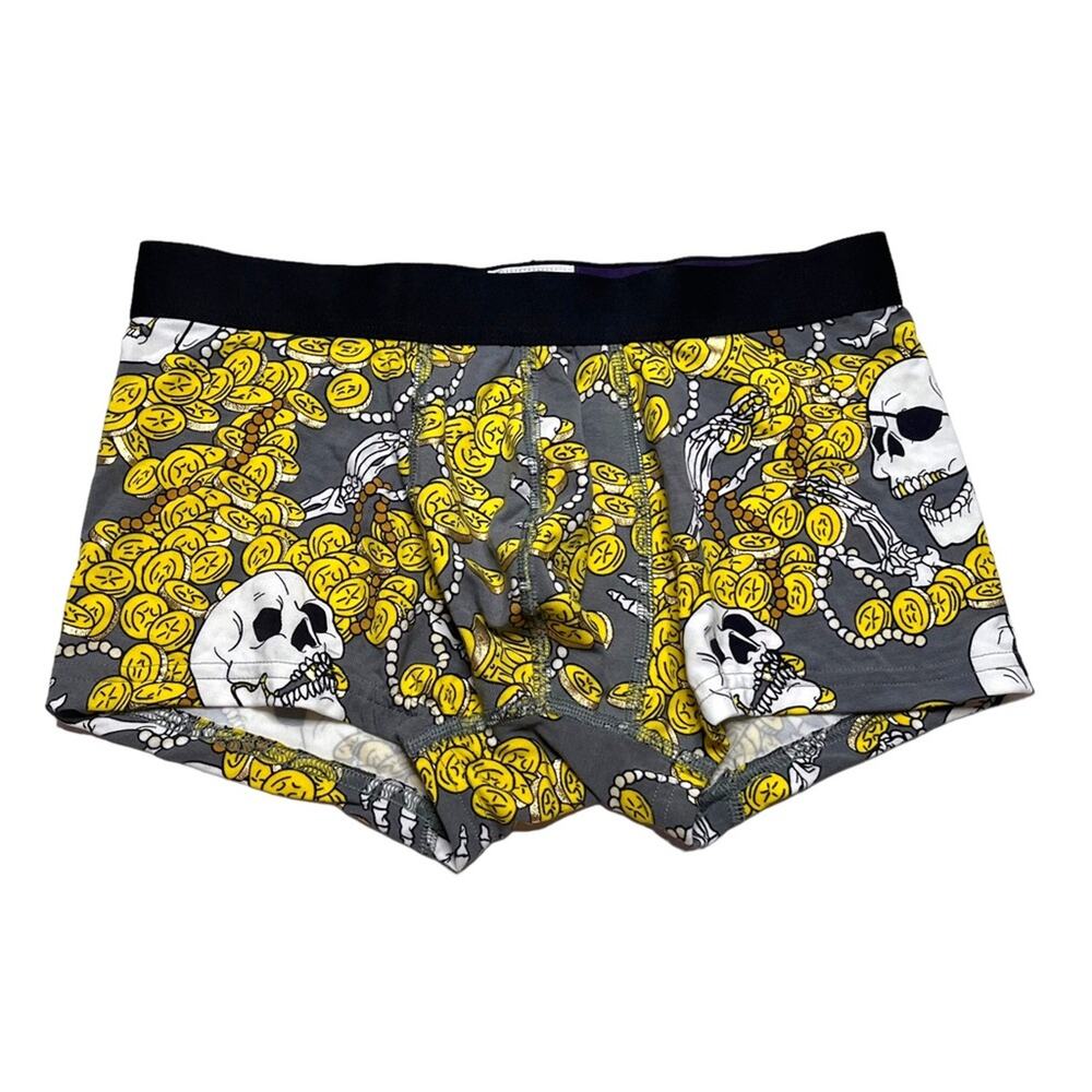 MeUndies Skull Gold Coins Shimmer Pirate Print Trunk Underwear Size Small